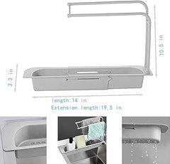 Kitchen sink extendable sponge rack