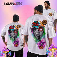 white trippy oversized t-shirt